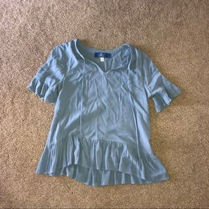 Short Sleeve Blue Blouse